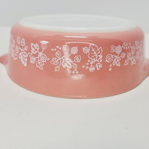 Vintage Pyrex Gooseberry Casserole Dish 4711 Pink Cook Ware Kitchen 6-1/4 Inch - Picture 6 of 11