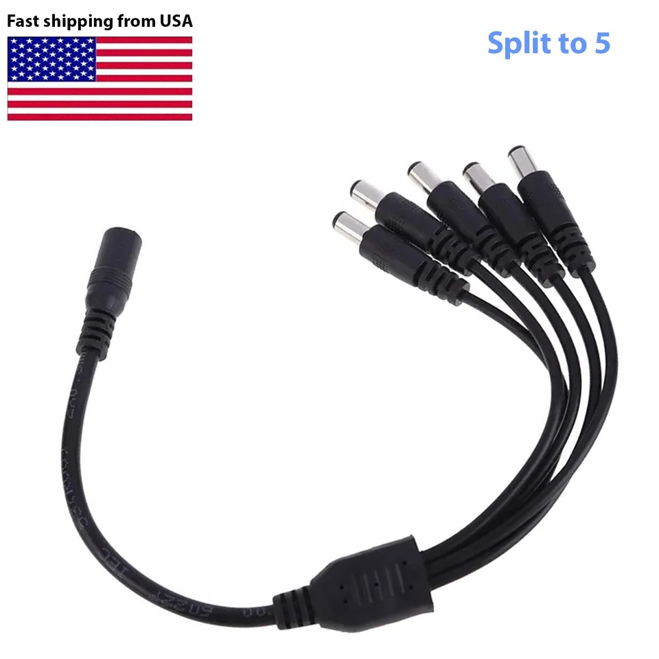 5.5x2.1mm 12V Multi Adapt Universal 1:4/1:5/1:8 DC Power Splitter Cable Cord - Image 2 of 4
