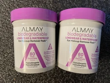 2X Almay Biodegradable Longwear & Waterproof Eye Makeup Remover Pads - 80 ct
