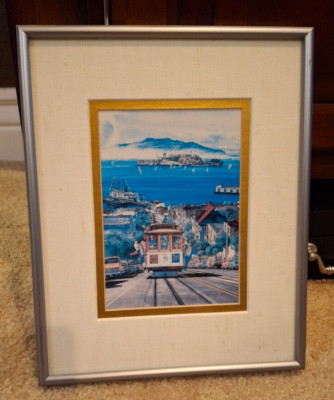 JOHN YATO ART PRINT FRAMED, SAN FRANCISCO / ALCATRAZ