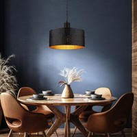 Pendelleuchte HäNgeleuchte Esszimmerlampe Schwarz Gold Holz E27 KüChenlampe