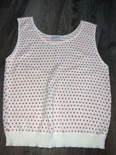 vintage lauren Knitwear Corp 100% Acrylic Fiber knit Red Dots tank made In USA