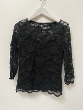 Elegant Long Sleeve Black Lace Top with cami Size M