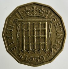 1959 Elizabeth II 2nd Brass Threepence Coin | Fine Collectable Grade
