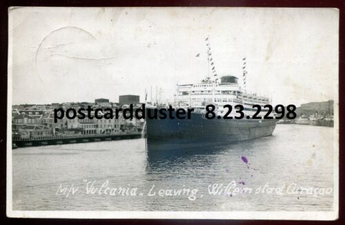 CURACAO Willemstad 1930s Steamer VULCANIA Harbor. Real Photo Postcard - Afbeelding 1 van 2