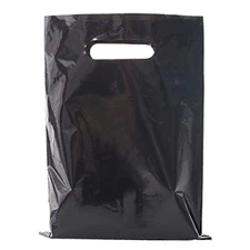 100 Pcs Plastic Shopping Bags Business Merchandise Bags with Die Cut Handles