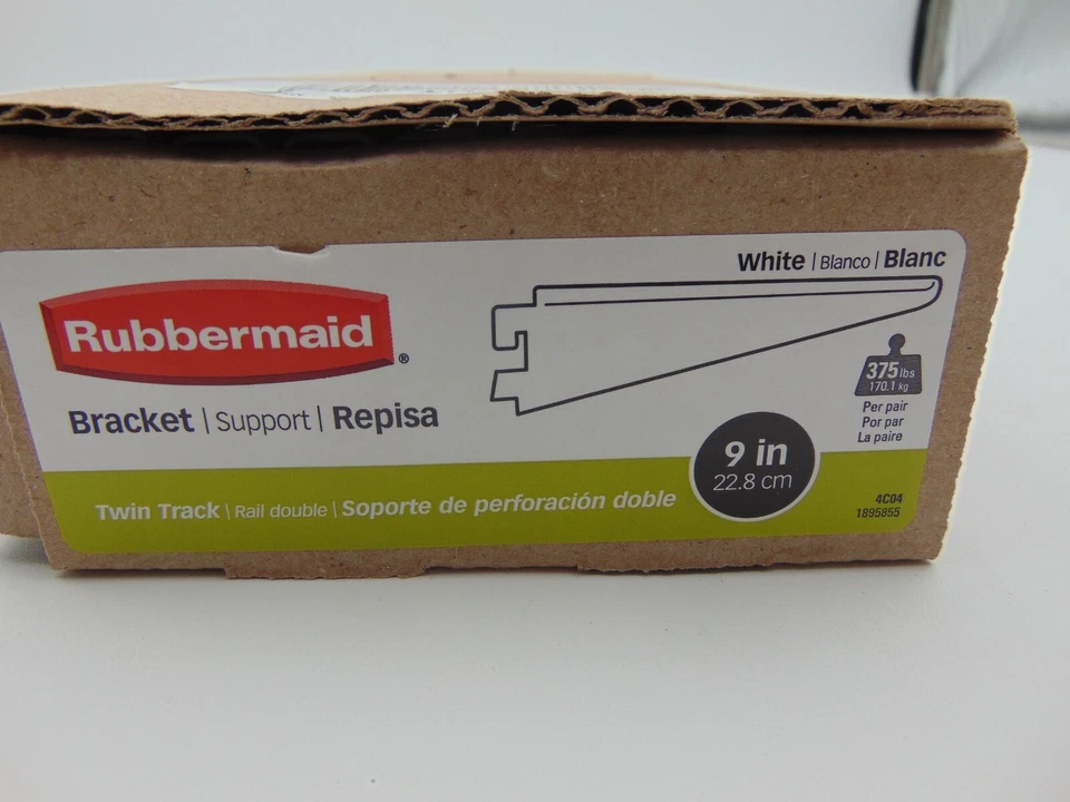 Lote de soportes de estante Rubbermaid 9” doble vía BLANCOS FG4C0402WHT (paquete de 16) Foto 2 de 4