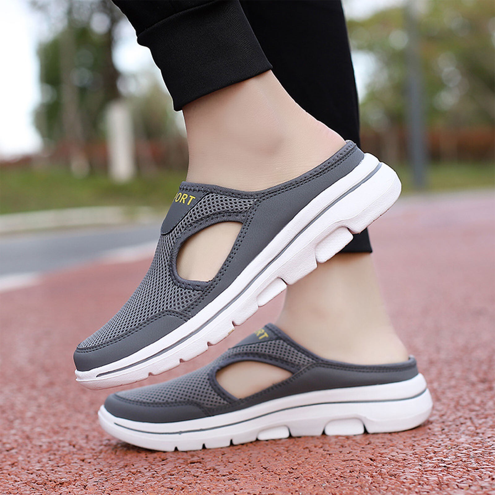 Men’s Cozy Mesh Clog Slippers with Anti-Skid Sole for Casual Wear-image