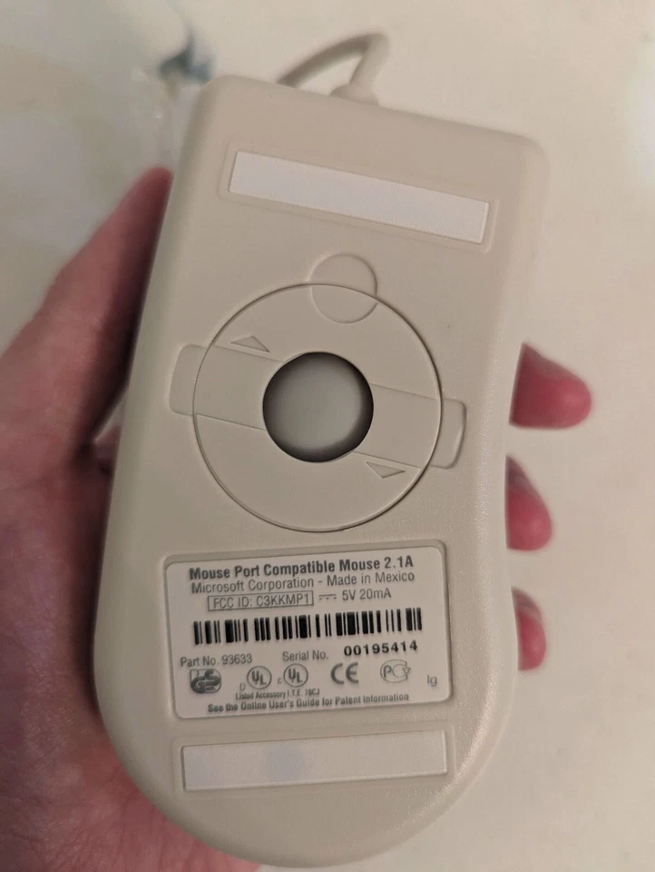 Vintage Microsoft Mouse Port Compatible Mouse 2.1A 93633 2-Button PS - Image 2 of 3