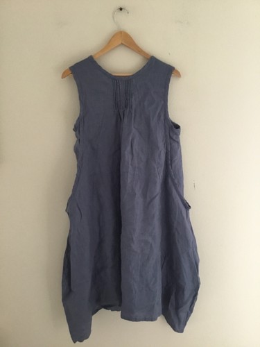 Anne Kelly ärmelloses blaues Leinenkleid ist neu ohne Etikett! Größe 8 - Bild 4 von 4