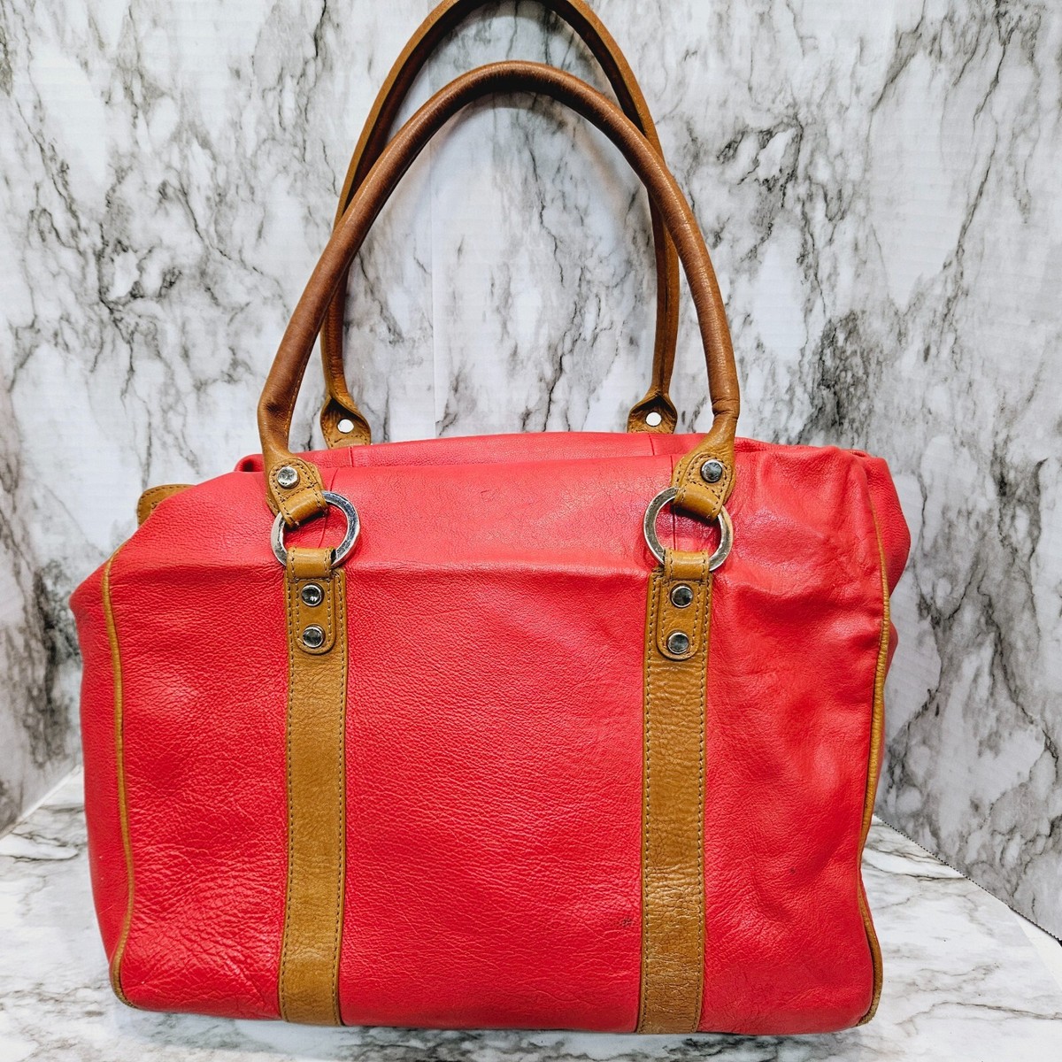 osprey bag leather Osprey London Purse Shoulder Bag Red Leather Brown Straps 14