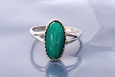 Vintage Sterling Silver Navajo Malachite Band Ring size 6