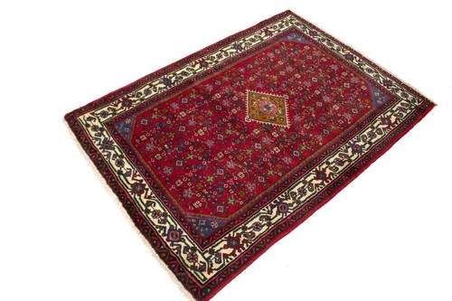 Handmade Vintage Oriental Rug Red Tribal Floral Design Wool Décor Carpet 3X5 ft - Picture 3 of 14