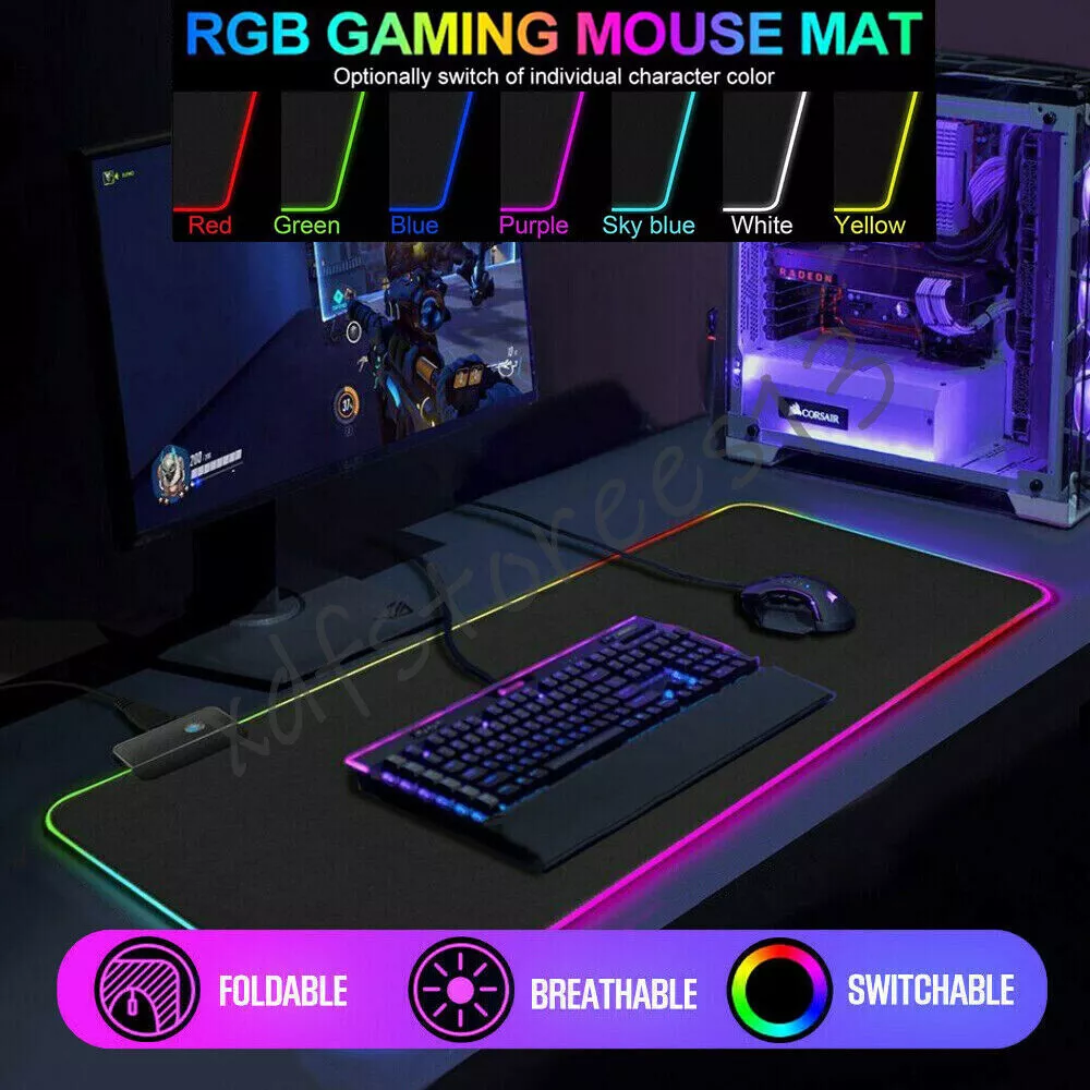 Extra Large RGB LED Soft Gaming Mouse Pad Keyboard Desk Mat Oversized 31.5x12