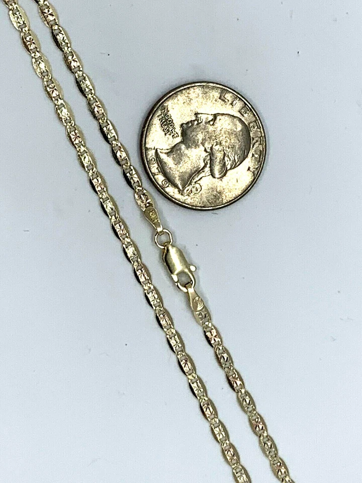 Cadena Valentino de oro macizo tricolor 10K para mujer 2,75 mm talla 16"-24"  Foto 2 de 2