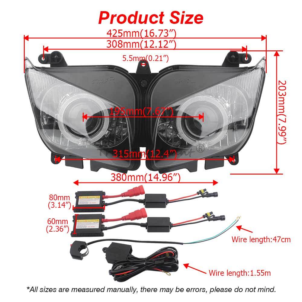 Front Headlight Assembly w/Blue Angel Eye For Yamaha FZ1 FZ-1S