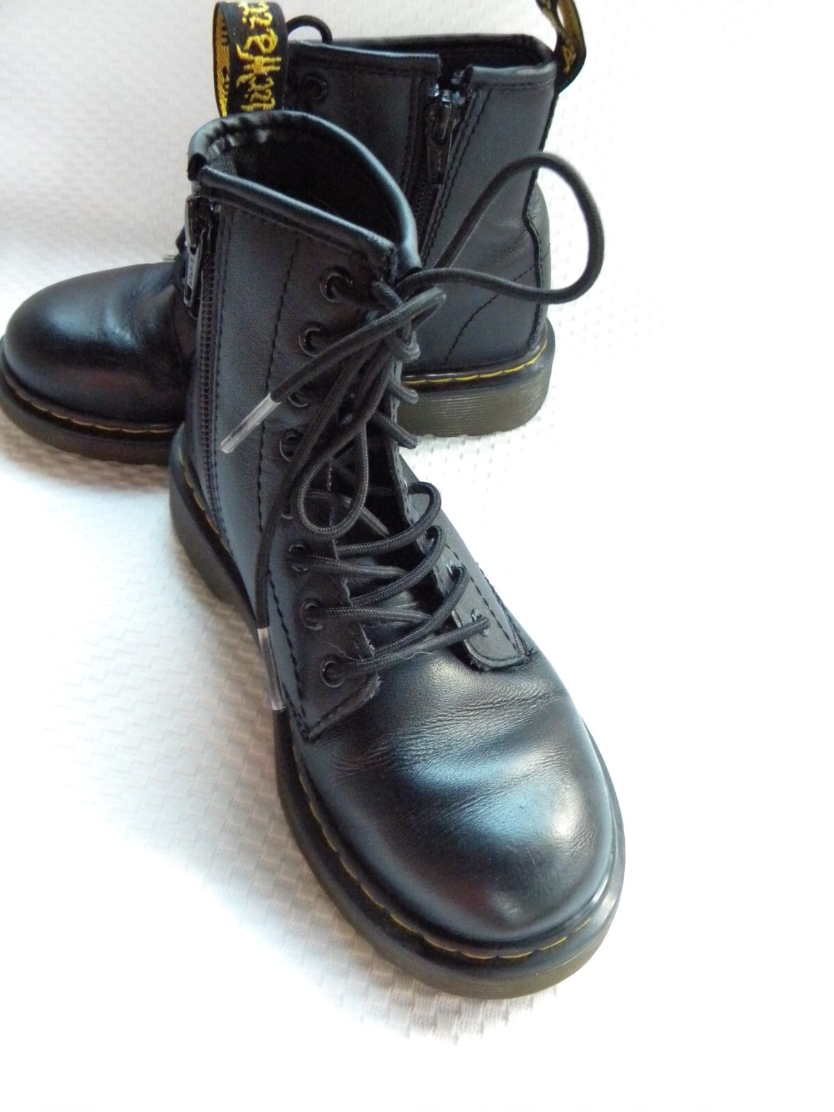 Dr. Martens Delaney Black Leather Lace Up \u0026amp; Zip Ankle Boots Size EU 31  US 13 | eBay