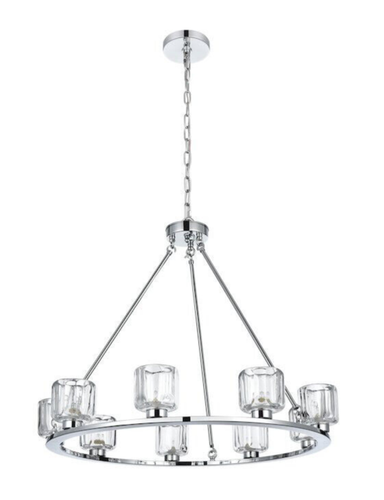 Chandelier Living Dining Room 9 Light Fixture Chrome Lighting Glass Shades 32" - Bild 4 von 8