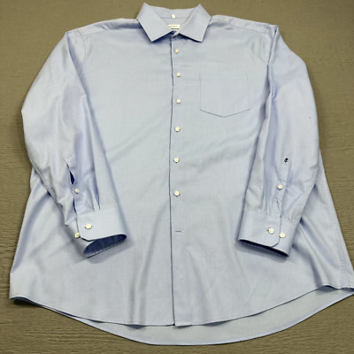 Seidensticker Shirt Mens 18 2XL 46 Blue Long Sleeve Regular Fit Formal Dress EUC