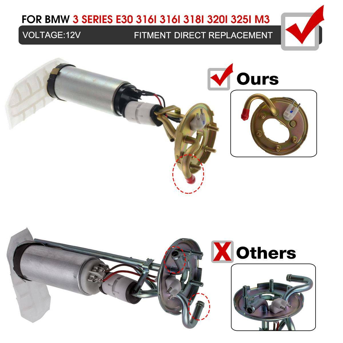 Electric Fuel Pump Assembly for BMW 3 Series E30 316i 316i 318i 320i ...