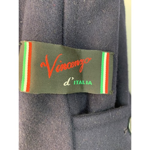 Vintage Y2K Vincenzo D'Italia Wool Trench Coat Men's 44 L Navy 7520 Winter - Picture 10 of 14