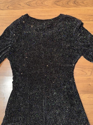 Vintage Ronni Nicole by Ouida Dress Womens 8P Black Sparkly Glitter Long Sleeve - Picture 10 of 10