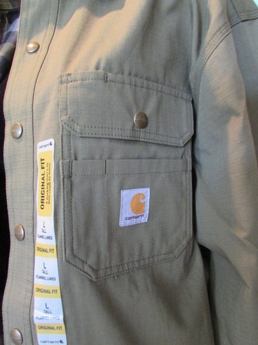 Green Flannel Lined Work Shirt Jacket 