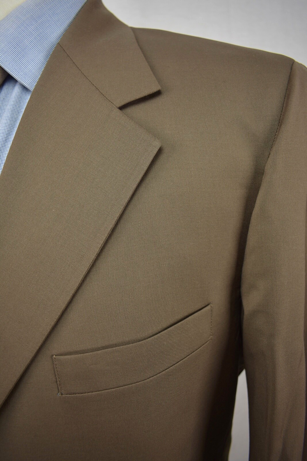Bespoke Solid Brown Wool Three Button Two Piece S… - image 3