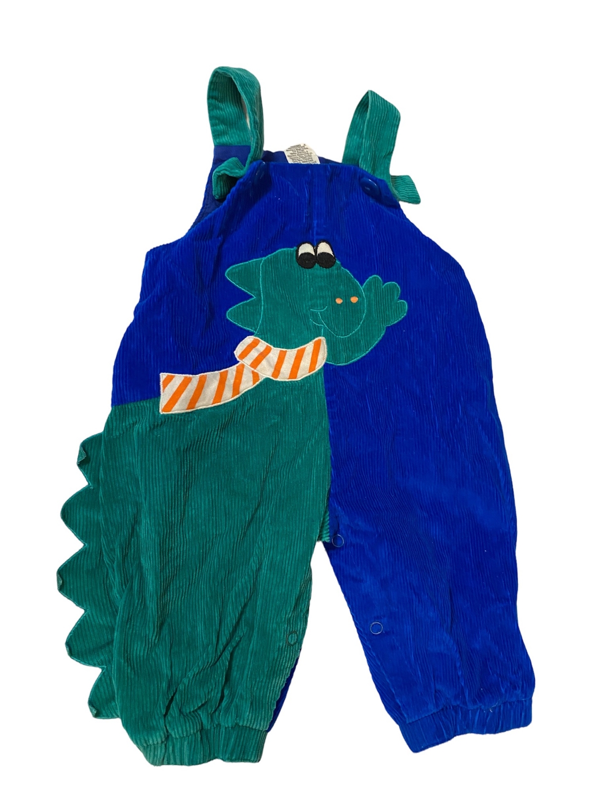 Vintage corduroy dinosaur baby overalls 69M Gem