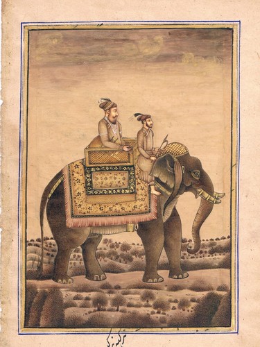 Persian King Sitting On Elephant Fine Art Painting On Paper 6.5x9 Inches - Picture 2 of 6