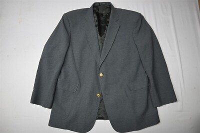 Vtg David Taylor 46R Gray Hopsack Gold Button Mens Blazer Sport Coat Jacket