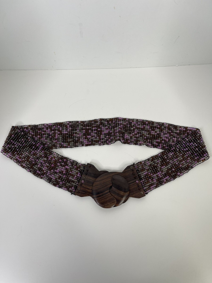 Rosewood Beaded Belt Adjustable Peg Closure Exotic Wood Boho NWT Costa Rica Wooden Beaded Belt – stjohnspice.com main image 2