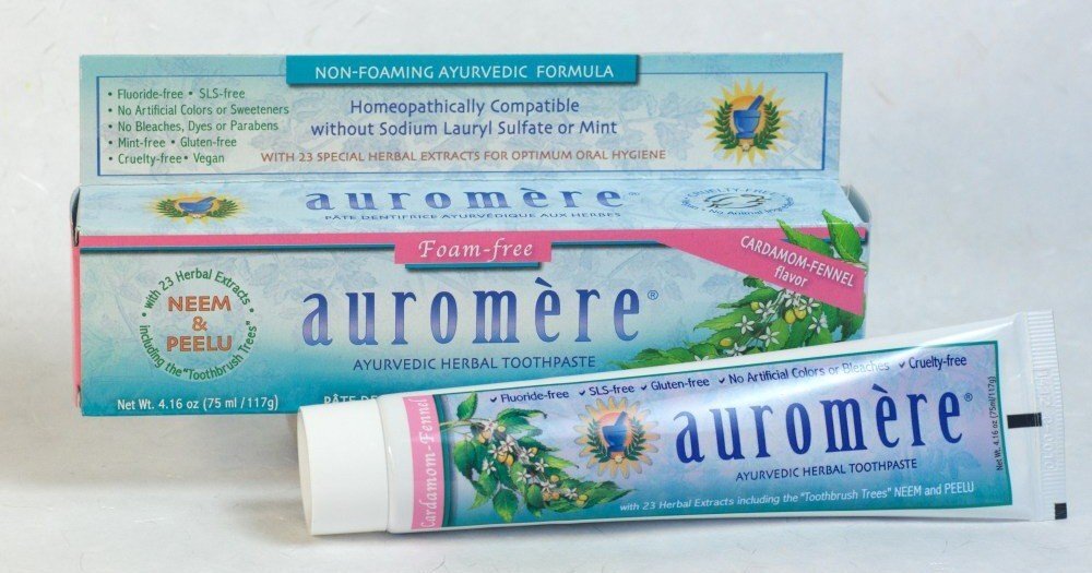 Auromere Ayurvedic Products Зубная паста-непенящаяся паста с кардамоном и фенхелем 4,16 унции пасты