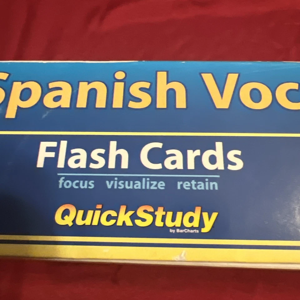 SPANISH VOCABULARY FLASH CARDS  Quick Study Tabbed By Topic 1000 Cards - Image 3 of 4