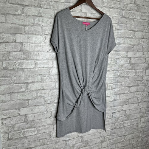 Simply Southern Size Medium Twist Tunic Mini Dress Gray Knit Beach Cover Up - Picture 3 of 15