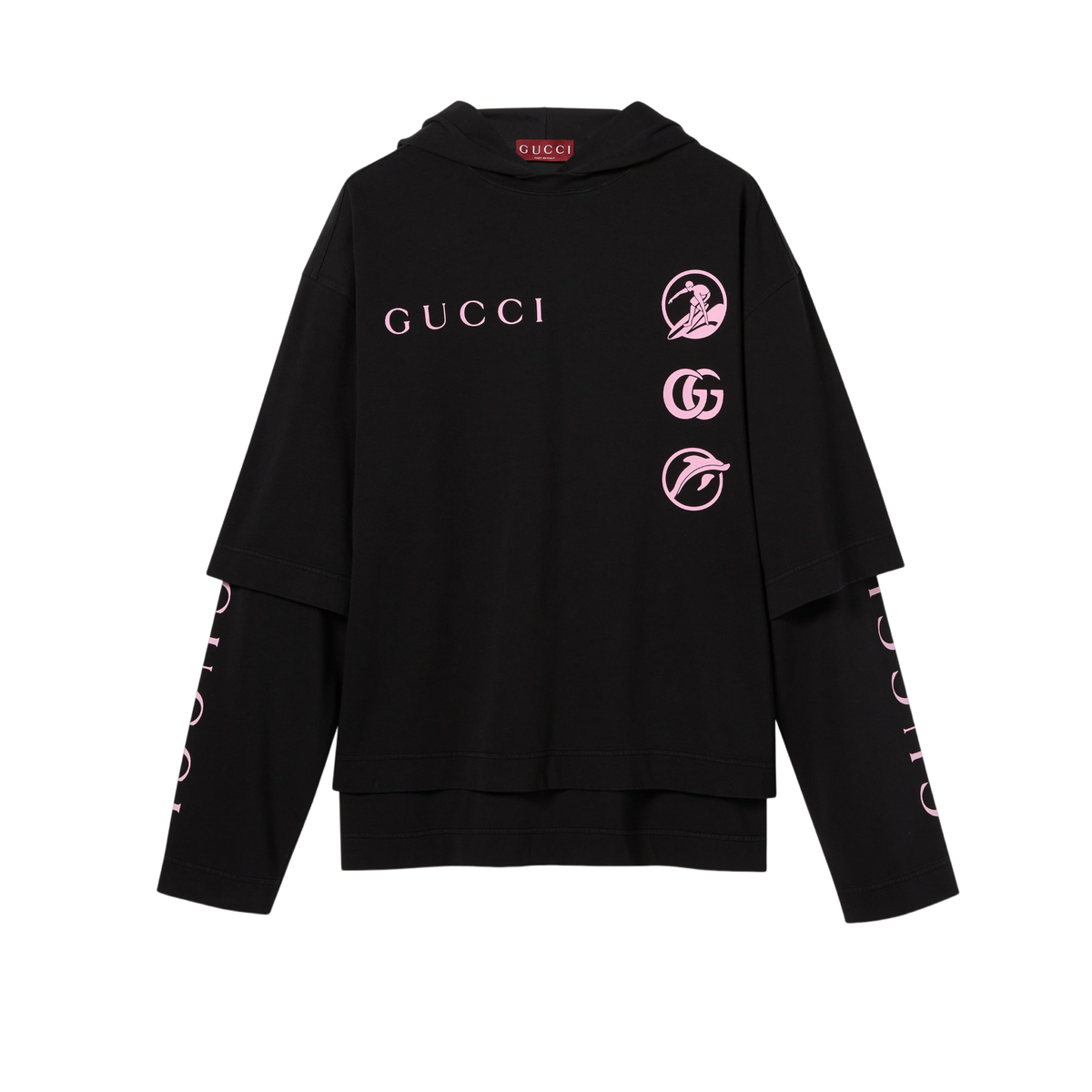 GUCCI $1650 Black/Pink Cotton T-shirt New & Authentic | eBay