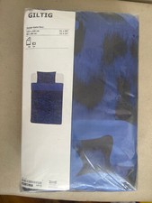 IKEA Bettwäsche Design Katie Eary Set 155x220 2-tlg Baumwolle blau/schwarz glanz