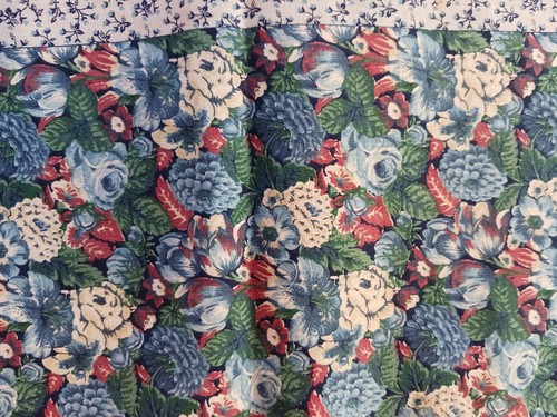 Ozark Calicos Fabri-Quilt Cotton Cheater Quilt French Blue Floral & Stars Fabric - Picture 5 of 11