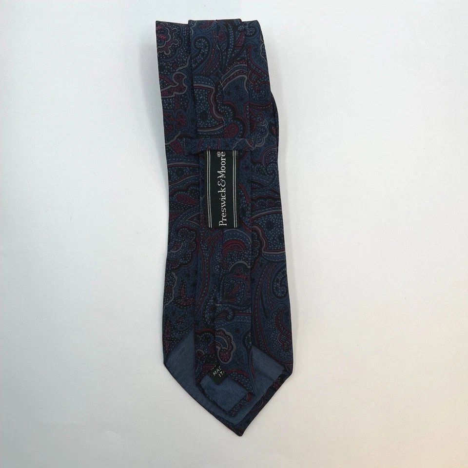 Corbata Preswick & Moore Paisley 100 % seda para hombre GRIS, BORGOÑA Y NEGRA Foto 3 de 4