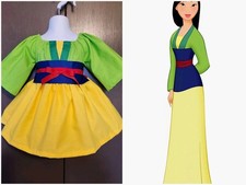 Disney Mulan Green/Yellow dress Knee/Ankle length 3M-4T Halloween