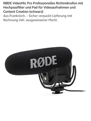 RØDE VideoMic Pro Professionelles Richtmikrofon für Videoaufnahmen (schwarz)