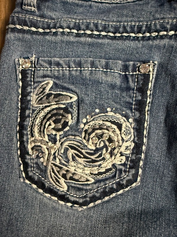 Y2K ladies bootcut Ethyl jeans size waist 30” embellished and embroidered image 2