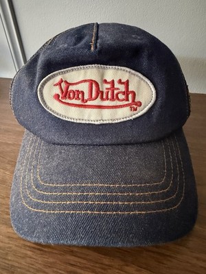 Von Dutch Navy Blue Denim Snapback Mesh Trucker Cap Hat | Adult Size