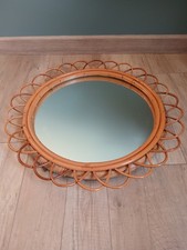 GRAND MIROIR DE TYPE SOLEIL Rotin BAMBOU VINTAGE TRÈS BON ÉTAT