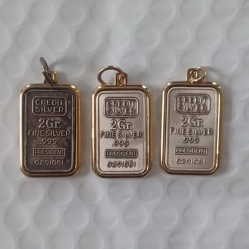 Vintage Credit Silver 2 gram 999 silver pendant (3X) 6 grams total bullion