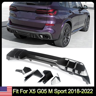 For BMW X5 G05 M Sport Carbon Look Rear Bumper Diffuser Lip W/ Corner 2019-2025