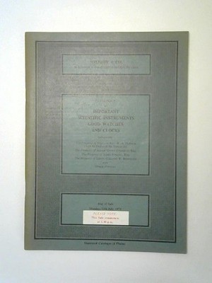 SOTHEBY & CO Catalogue of Important Scientific Instruments Good Watches and Cloc