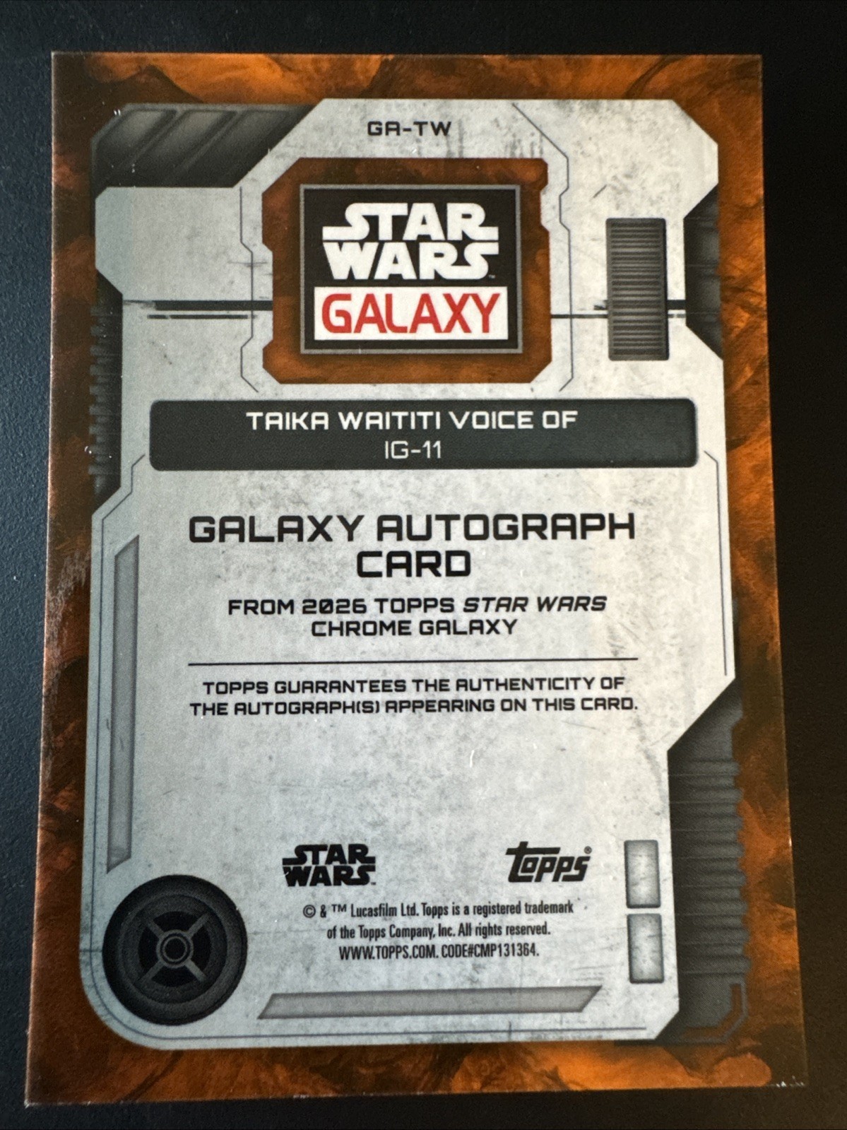 2026 Topps Star Wars Chrome Galaxy IG-11 8/25 Auto GR-TW view 4