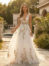 Garden Wedding Bridal Gown Custom Made 32-60 Coloured Lace Wide Straps