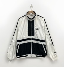 Vintage Reebok Color Block Windbreaker Track Jacket Black White Large 90s